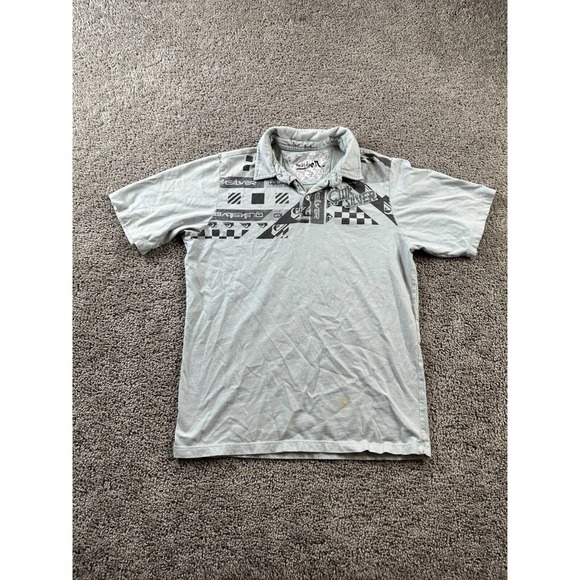 Quiksilver Polo Shirt Boys Extra Large Gray Green Surf Surfer Surfing Kids FLAW - Picture 1 of 12